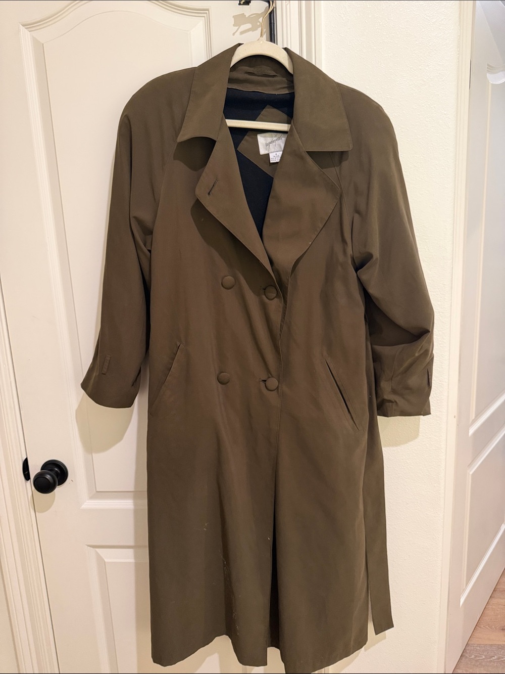 Jacqueline Ferrar green trench coat removable liner size 8
